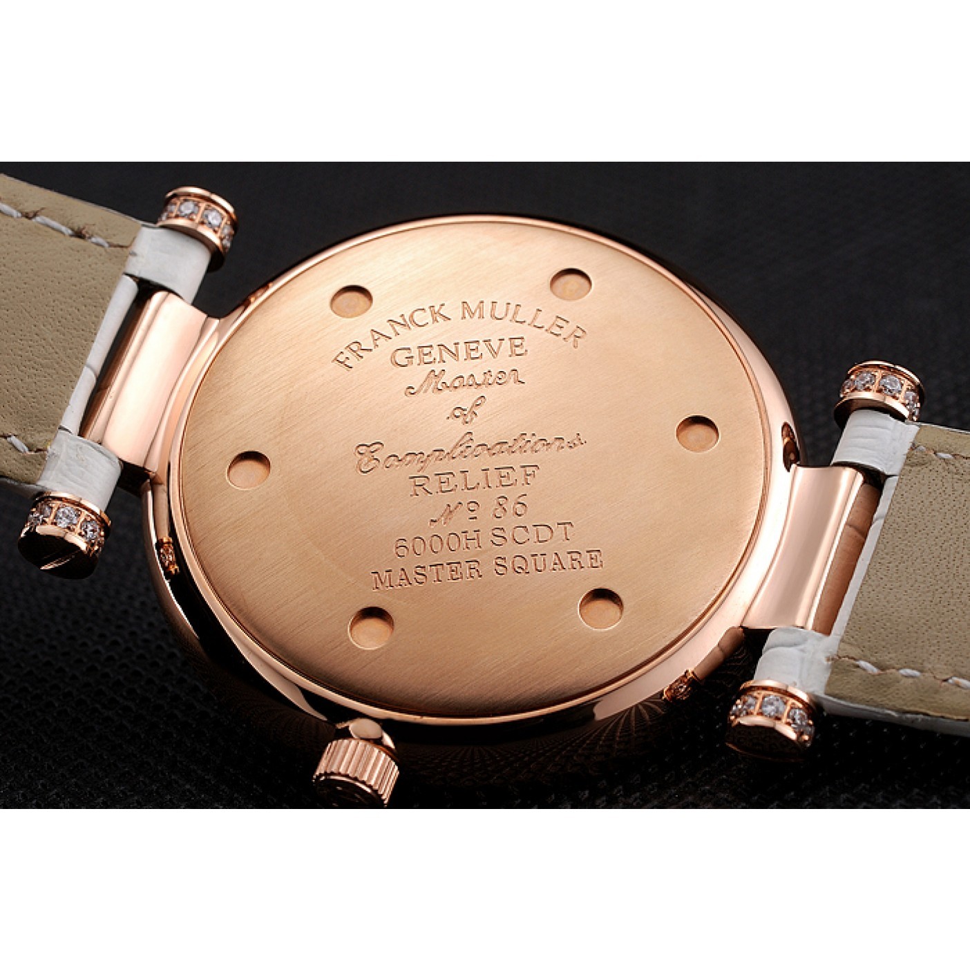 MiroTime Franck Muller Double Mistery 4 Saisons White Dial Rose Gold Case White Leather Strap