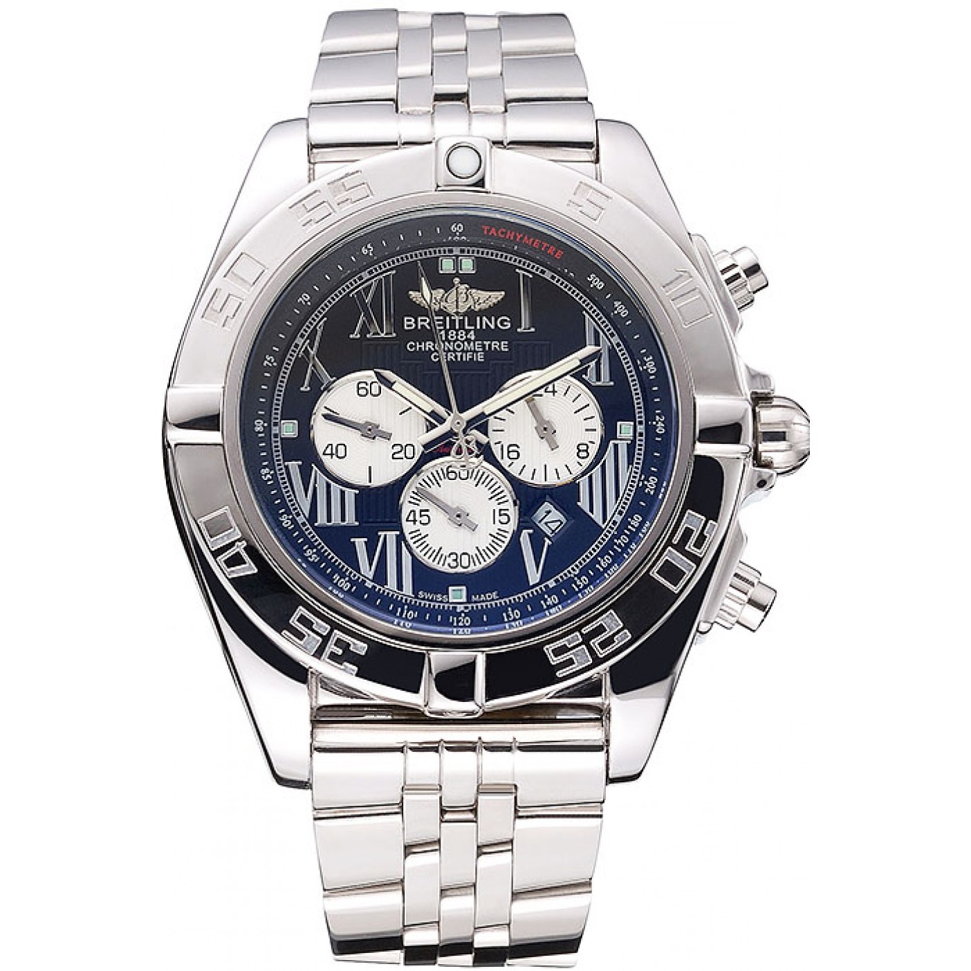 MiroTime Breitling Chronomat Certifie Black Dial Stainless Steel Bracelet 622426