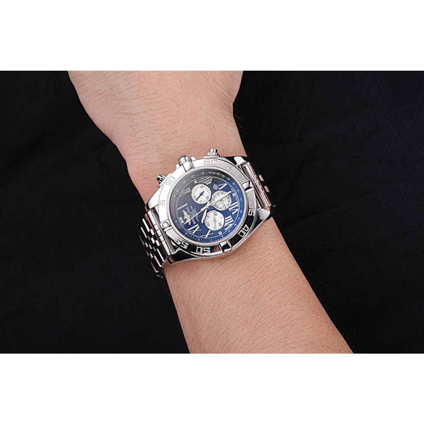 MiroTime Breitling Chronomat Certifie Black Dial Stainless Steel Bracelet 622426