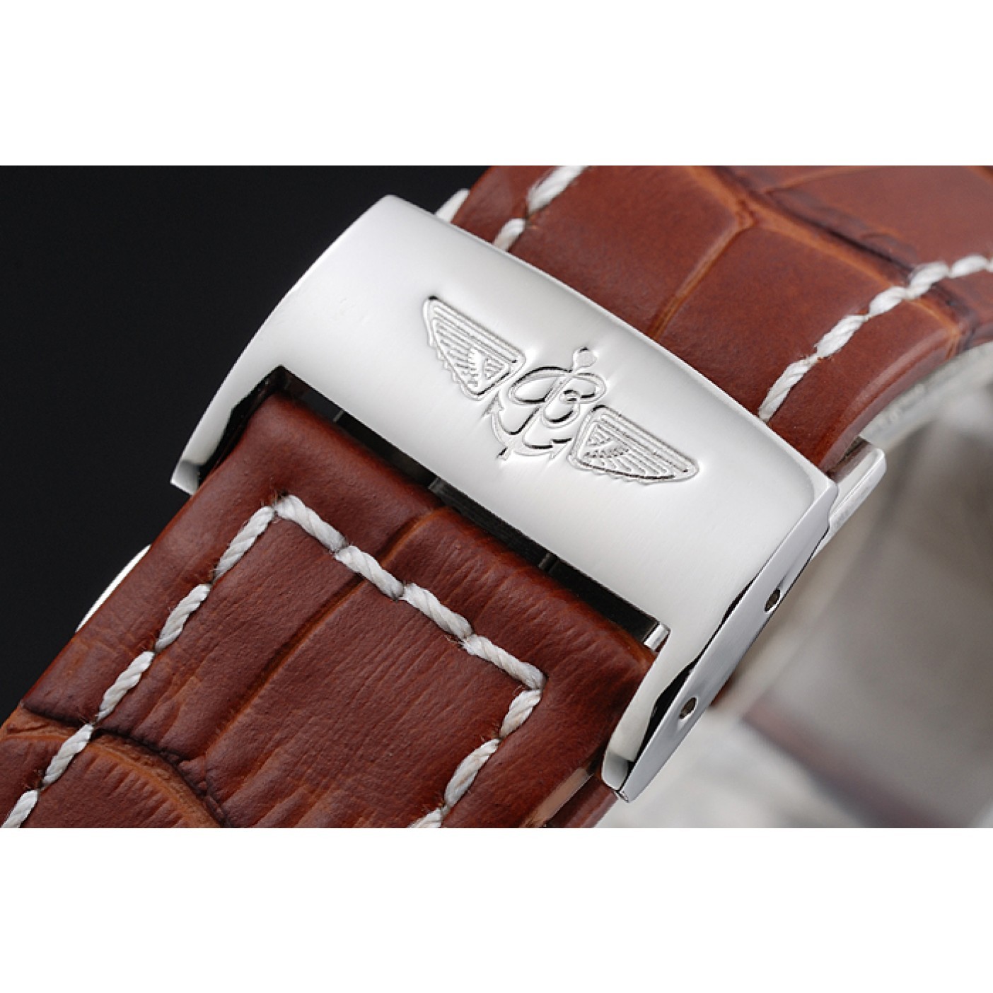 MiroTime Breitling Chronomat 13 Stainless Steel Case White Dial Brown Leather Bracelet 622239