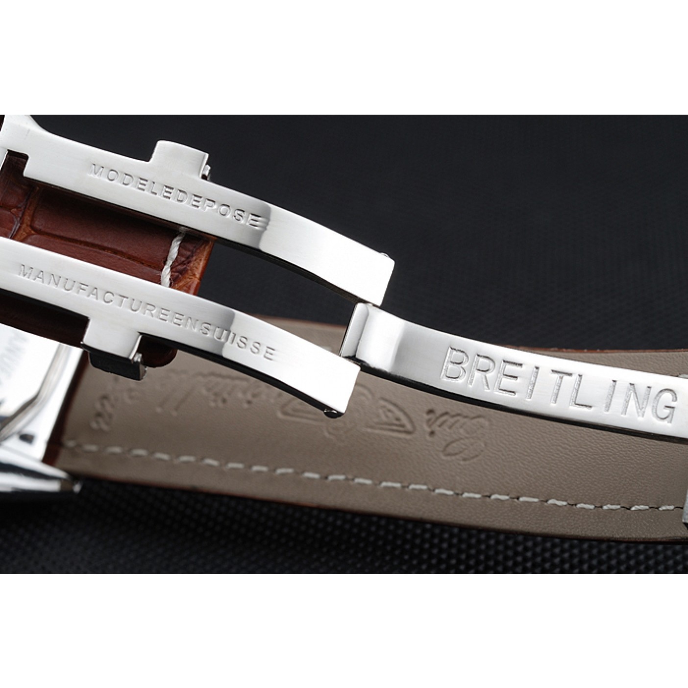 MiroTime Breitling Chronomat 13 Stainless Steel Case White Dial Brown Leather Bracelet 622239