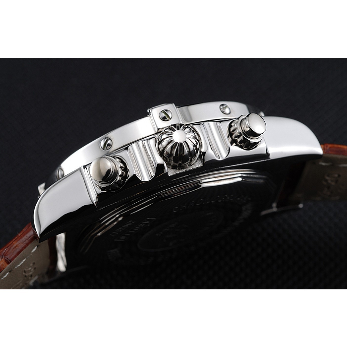 MiroTime Breitling Chronomat 13 Stainless Steel Case White Dial Brown Leather Bracelet 622239