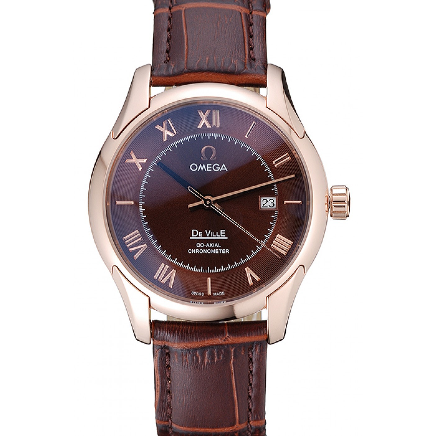 MiroTime Omega DeVille Brown Dial Gold Case Brown Leather Strap 622831