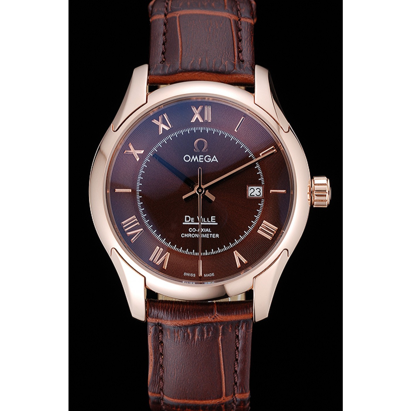 MiroTime Omega DeVille Brown Dial Gold Case Brown Leather Strap 622831