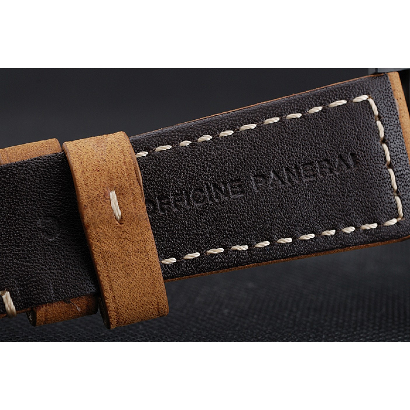MiroTime Panerai Luminor Black Ionized Stainless Steel Case Black Dial Brown Suede Leather Strap
