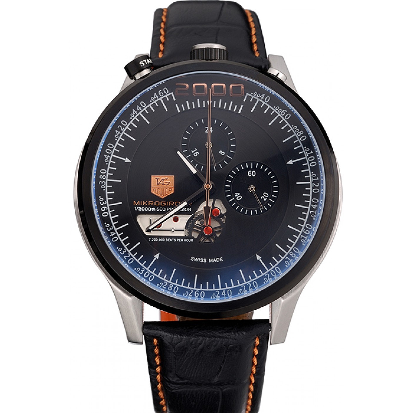 MiroTime Tag Heuer MikroTimer Black Dial Black Perforated Leather Strap 622072