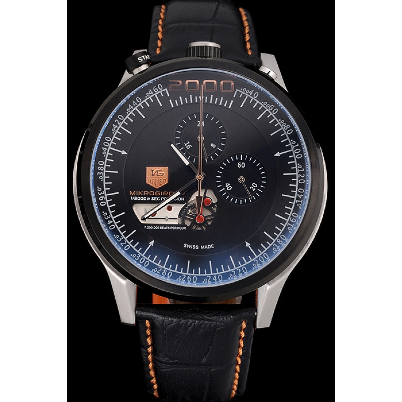 MiroTime Tag Heuer MikroTimer Black Dial Black Perforated Leather Strap 622072