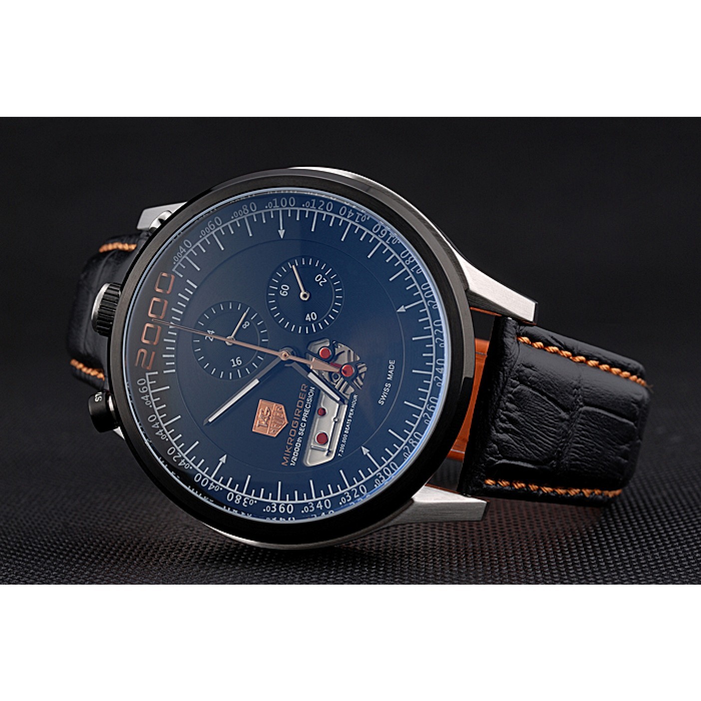 MiroTime Tag Heuer MikroTimer Black Dial Black Perforated Leather Strap 622072