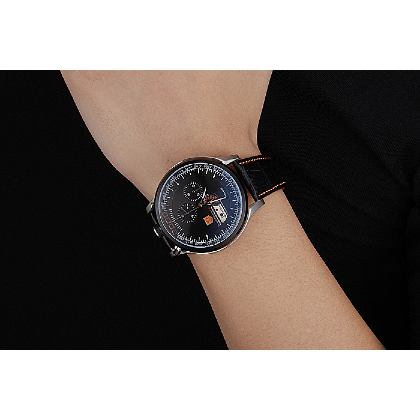 MiroTime Tag Heuer MikroTimer Black Dial Black Perforated Leather Strap 622072