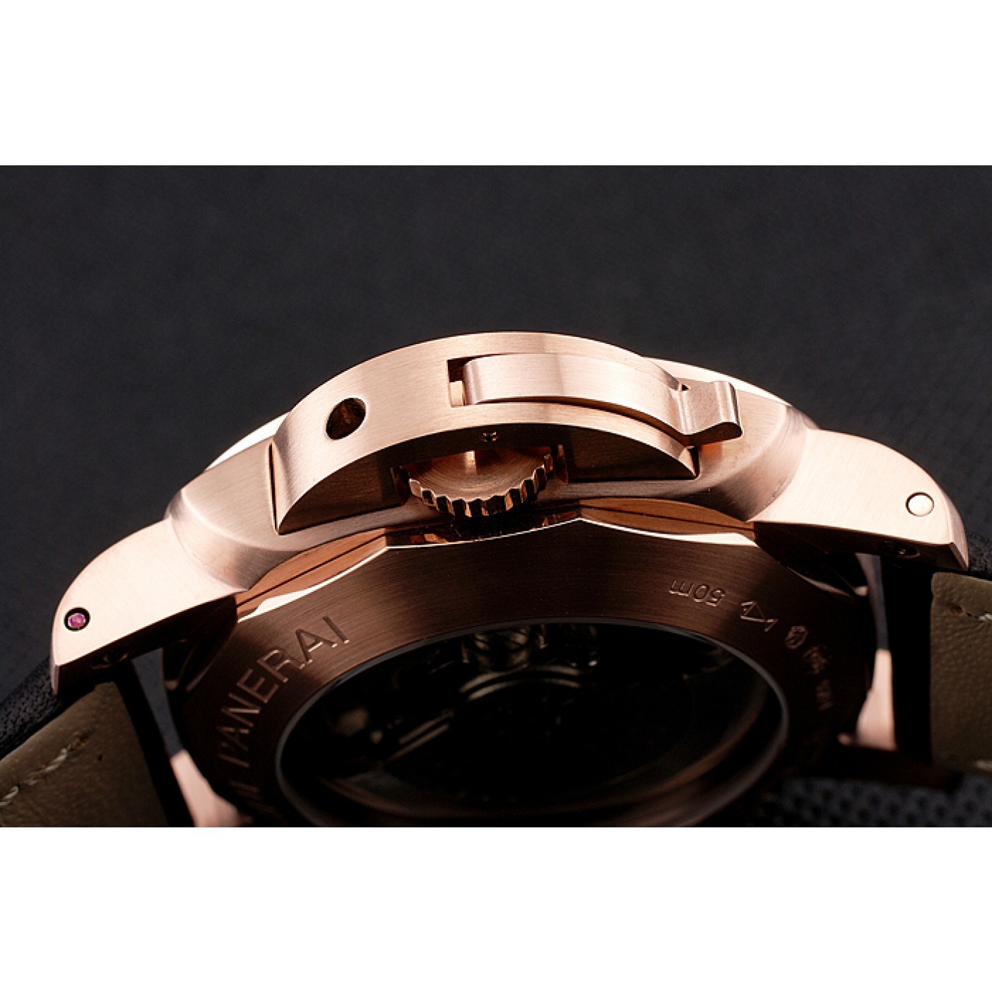 MiroTime Panerai Luminor 1950 3 Days Chrono Flyback Black Dial Rose Gold Case Black Leather Strap