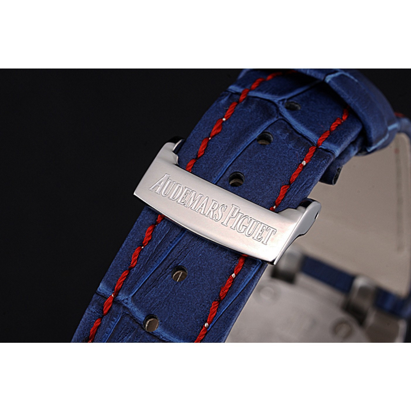 MiroTime Swiss Audemars Piguet Royal Oak Offshore White Dial Stainless Steel Case Blue Leather Strap 622850