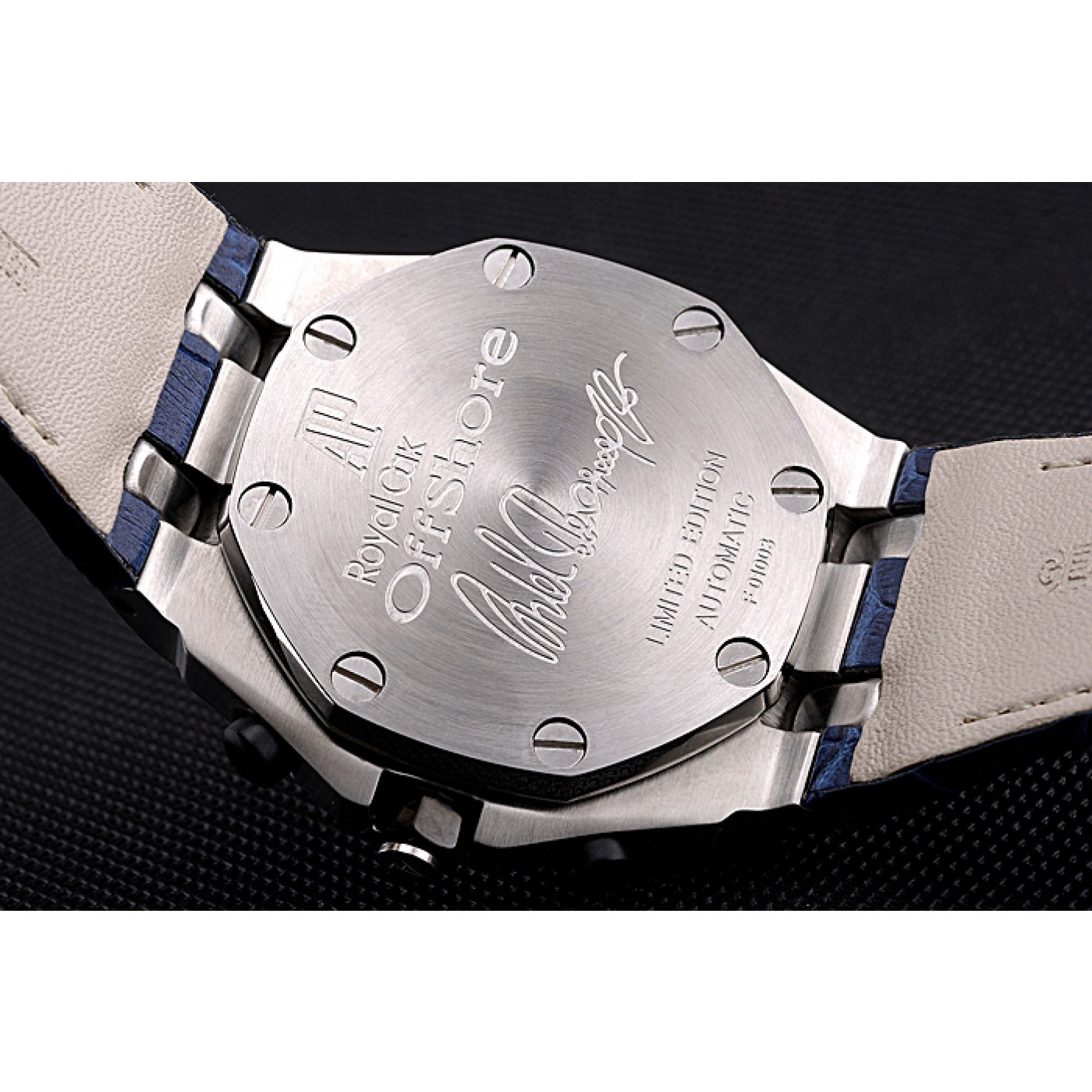 MiroTime Swiss Audemars Piguet Royal Oak Offshore White Dial Stainless Steel Case Blue Leather Strap 622850