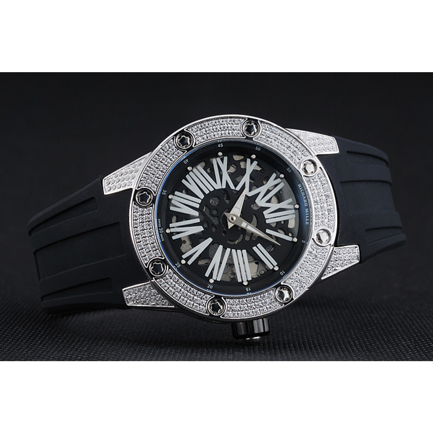 MiroTime Richard Mille RM 033 Extra Flat Automatic Diamond Case Black Rubber Bracelet 1454195