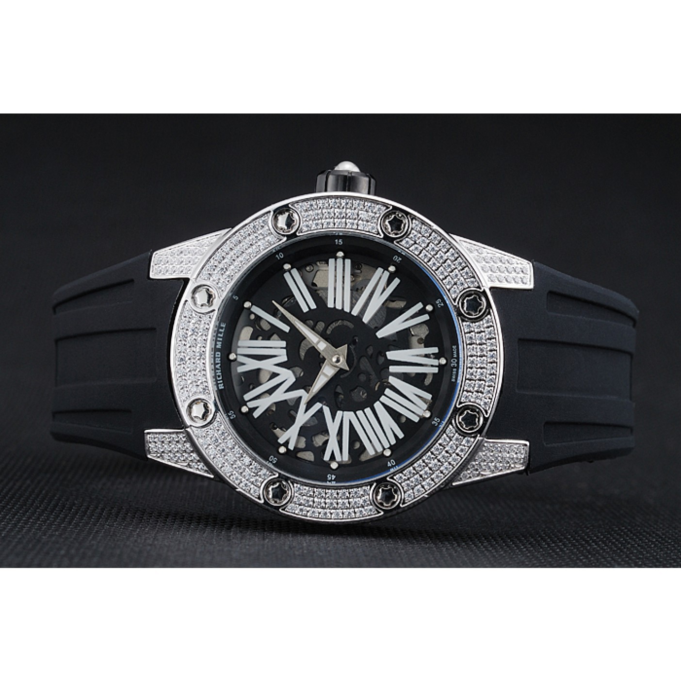 MiroTime Richard Mille RM 033 Extra Flat Automatic Diamond Case Black Rubber Bracelet 1454195