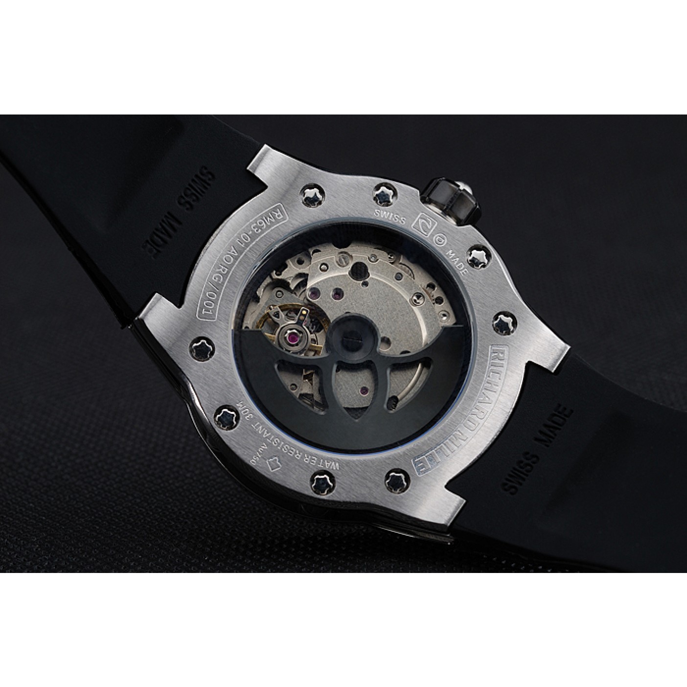 MiroTime Richard Mille RM 033 Extra Flat Automatic Diamond Case Black Rubber Bracelet 1454195