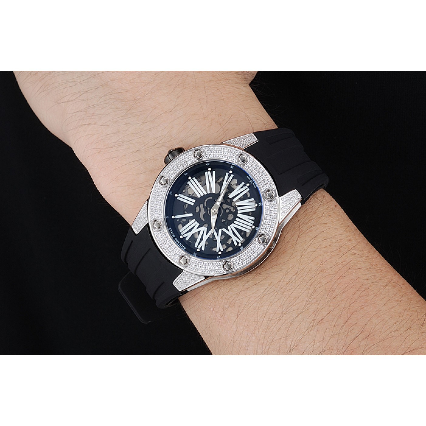 MiroTime Richard Mille RM 033 Extra Flat Automatic Diamond Case Black Rubber Bracelet 1454195