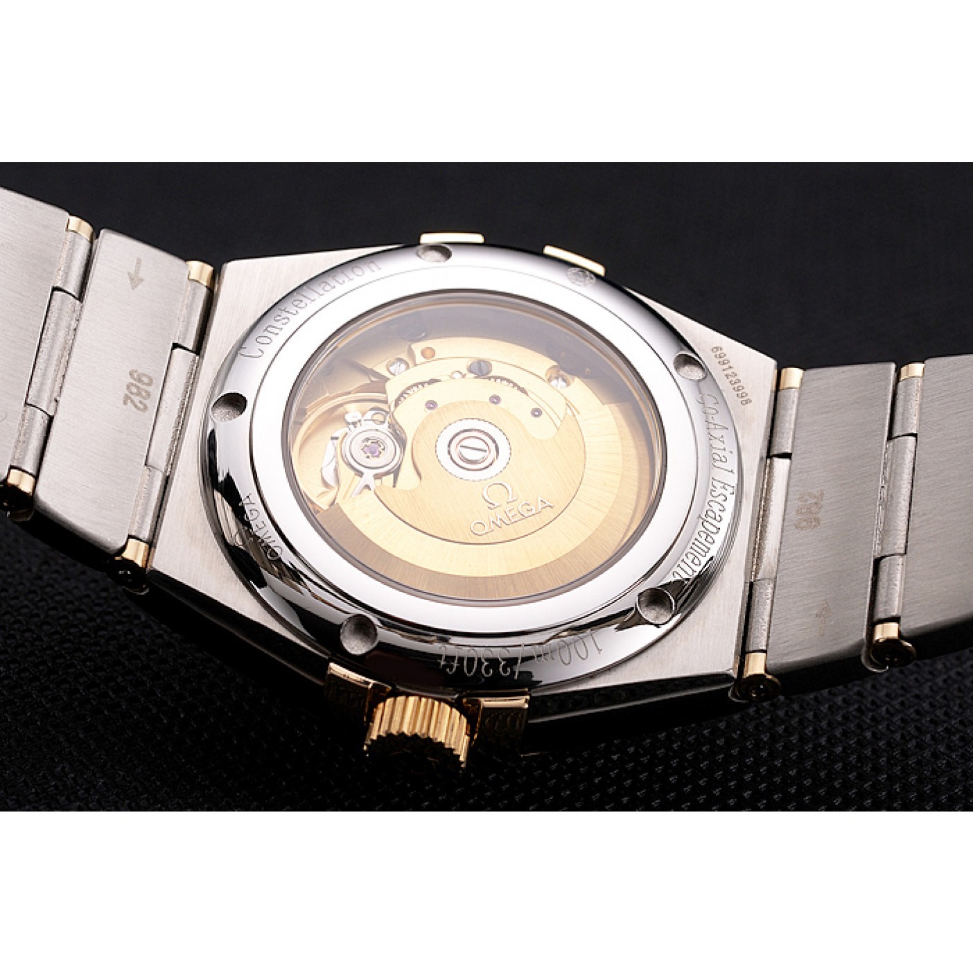MiroTime Swiss Omega Constellation White Dial Stainless Steel Case Gold Bezel Two Tone Bracelet