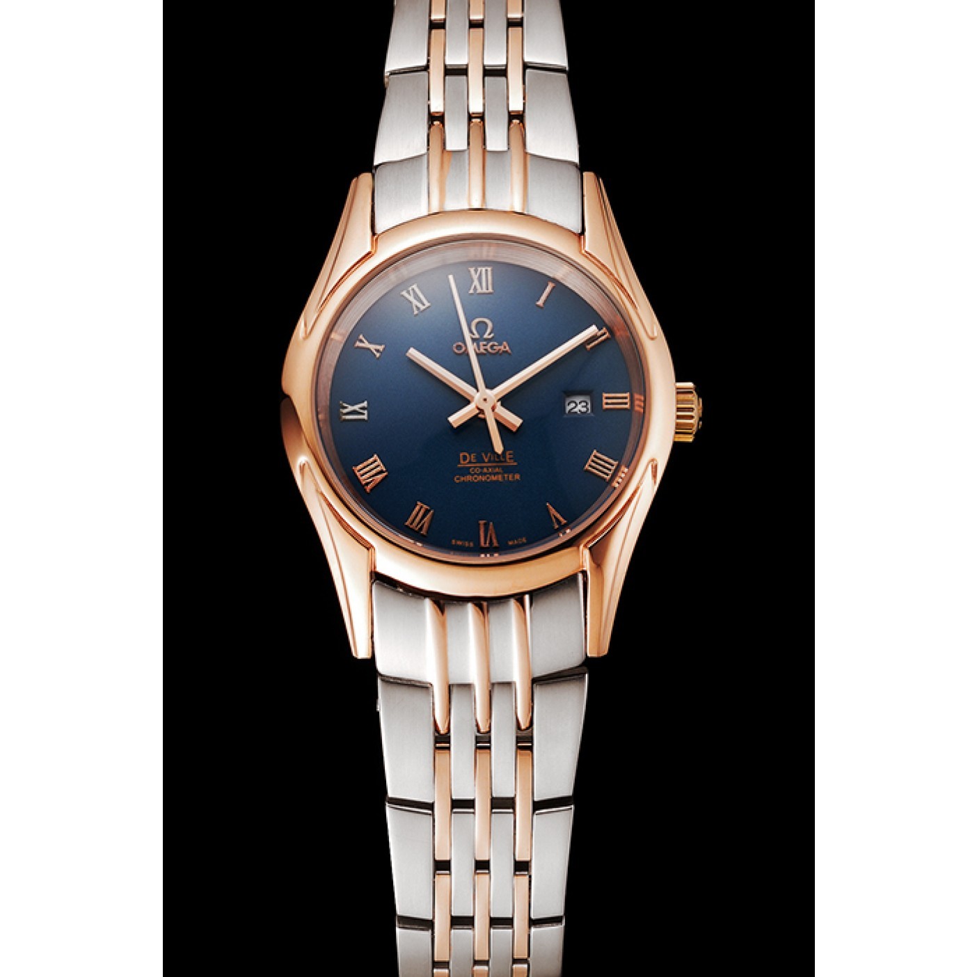 MiroTime Omega De Ville Ladies Blue Dial Rose Gold Case Two Tone Bracelet 1453784