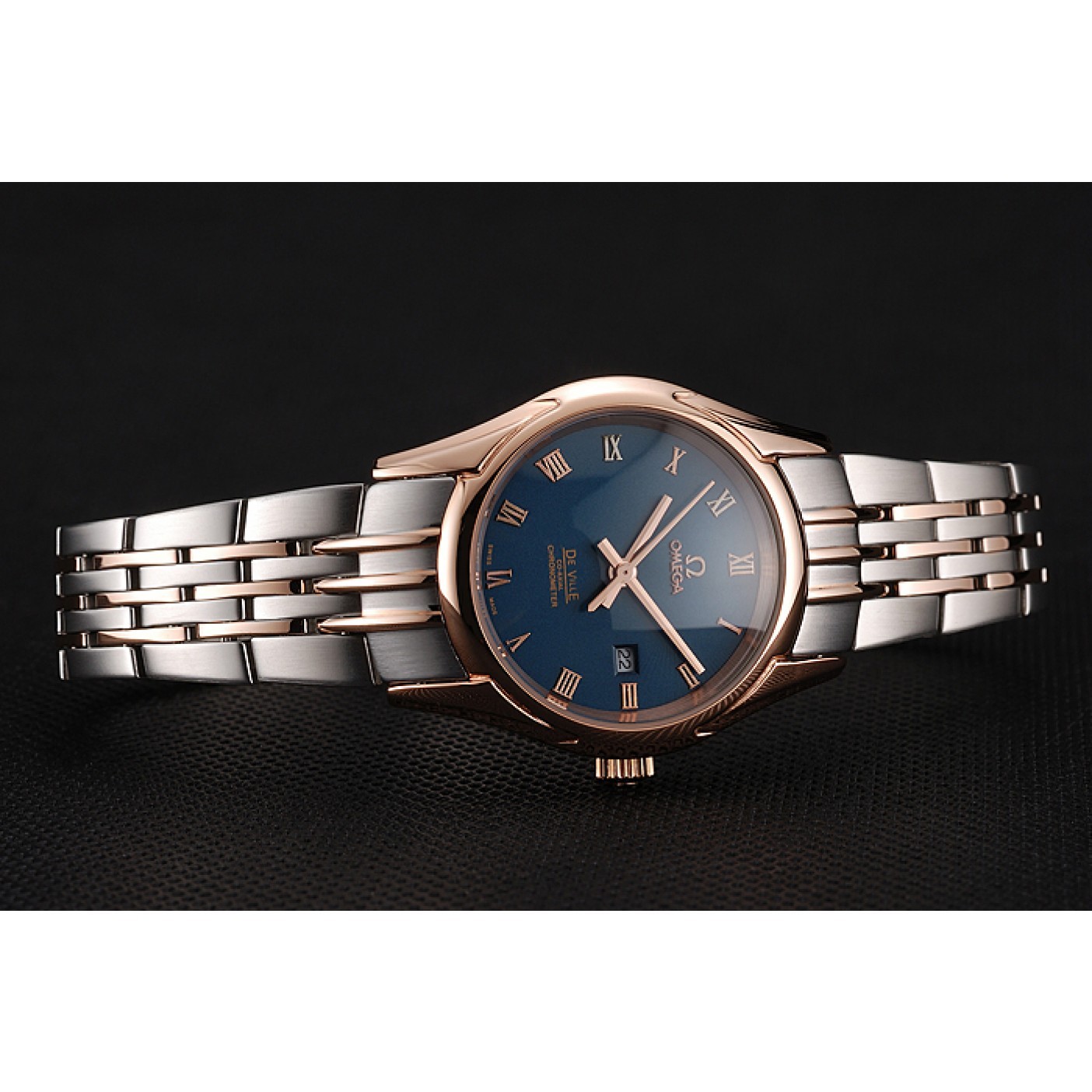 MiroTime Omega De Ville Ladies Blue Dial Rose Gold Case Two Tone Bracelet 1453784