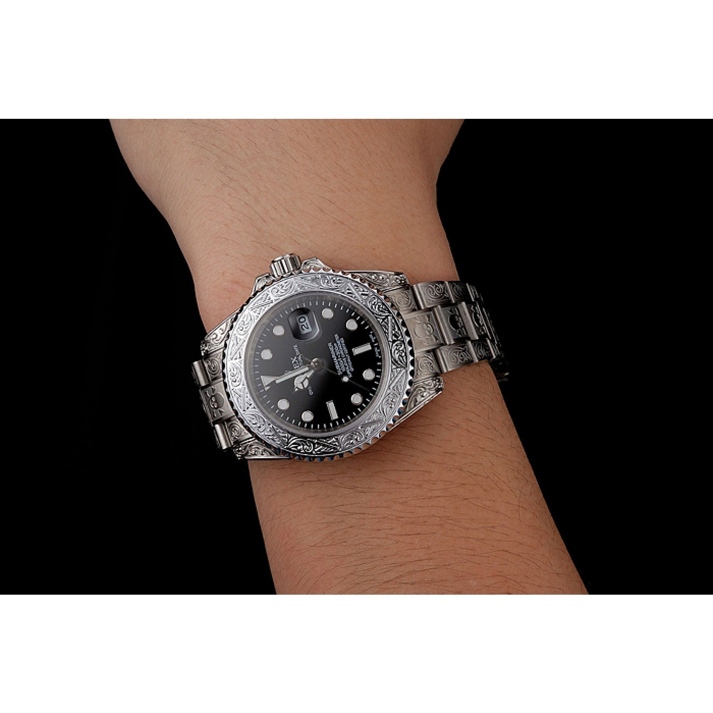 MiroTime Swiss Rolex Submariner Skull Limited Edition Black Dial White Case And Bracelet 1454093