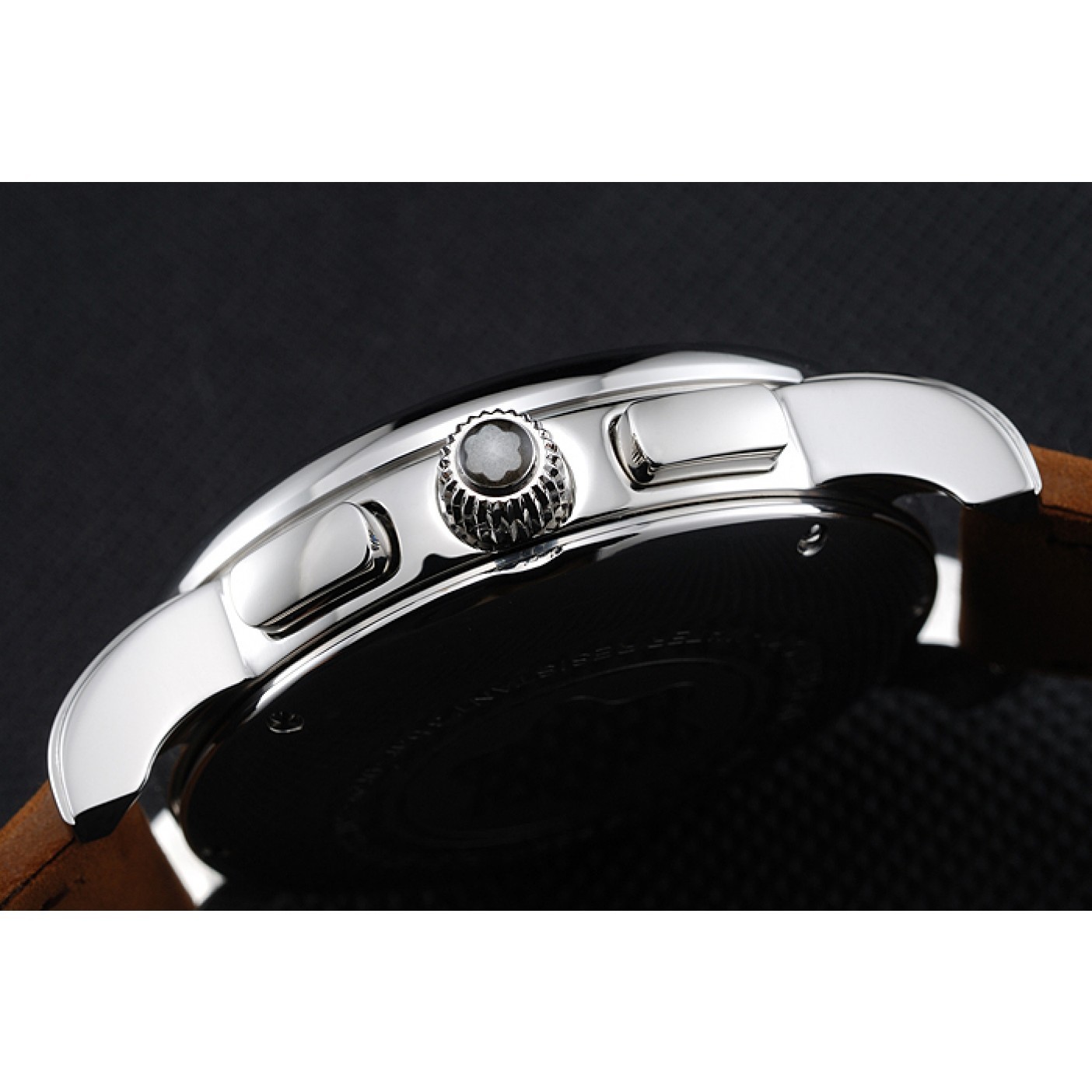 MiroTime Montblanc Chronograph White Dial Brown Suede Leather Bracelet Silver Case 1454115
