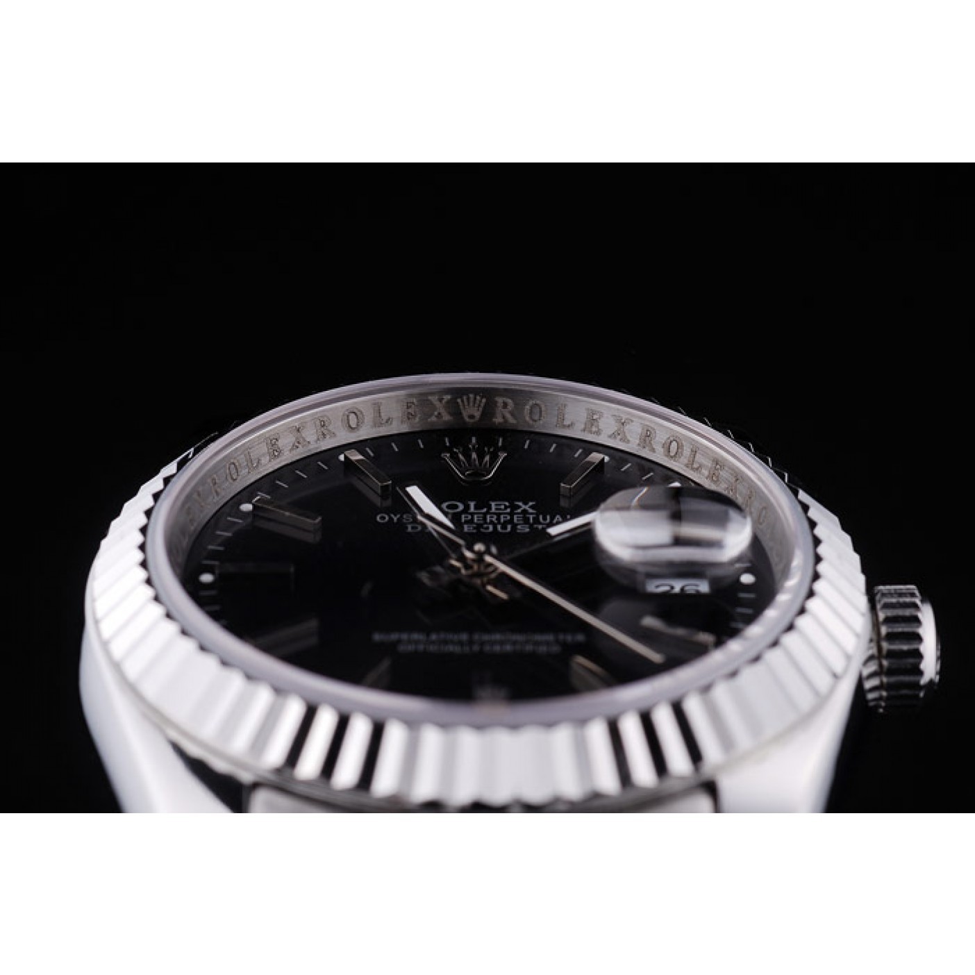 MiroTime Rolex Datejust Black Dial Diamonds Ribbed Bezel 7456