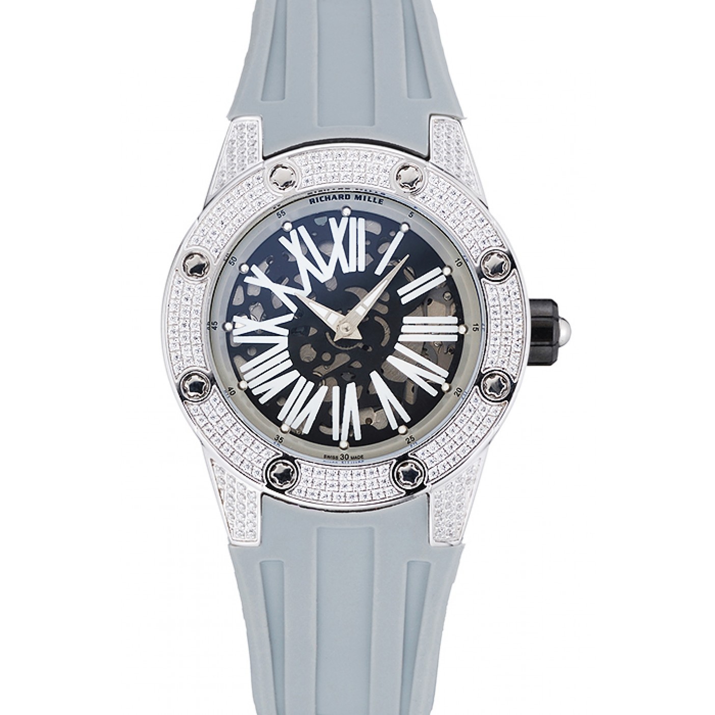 MiroTime Richard Mille RM 033 Extra Flat Automatic Diamond Case Grey Rubber Bracelet 1454194