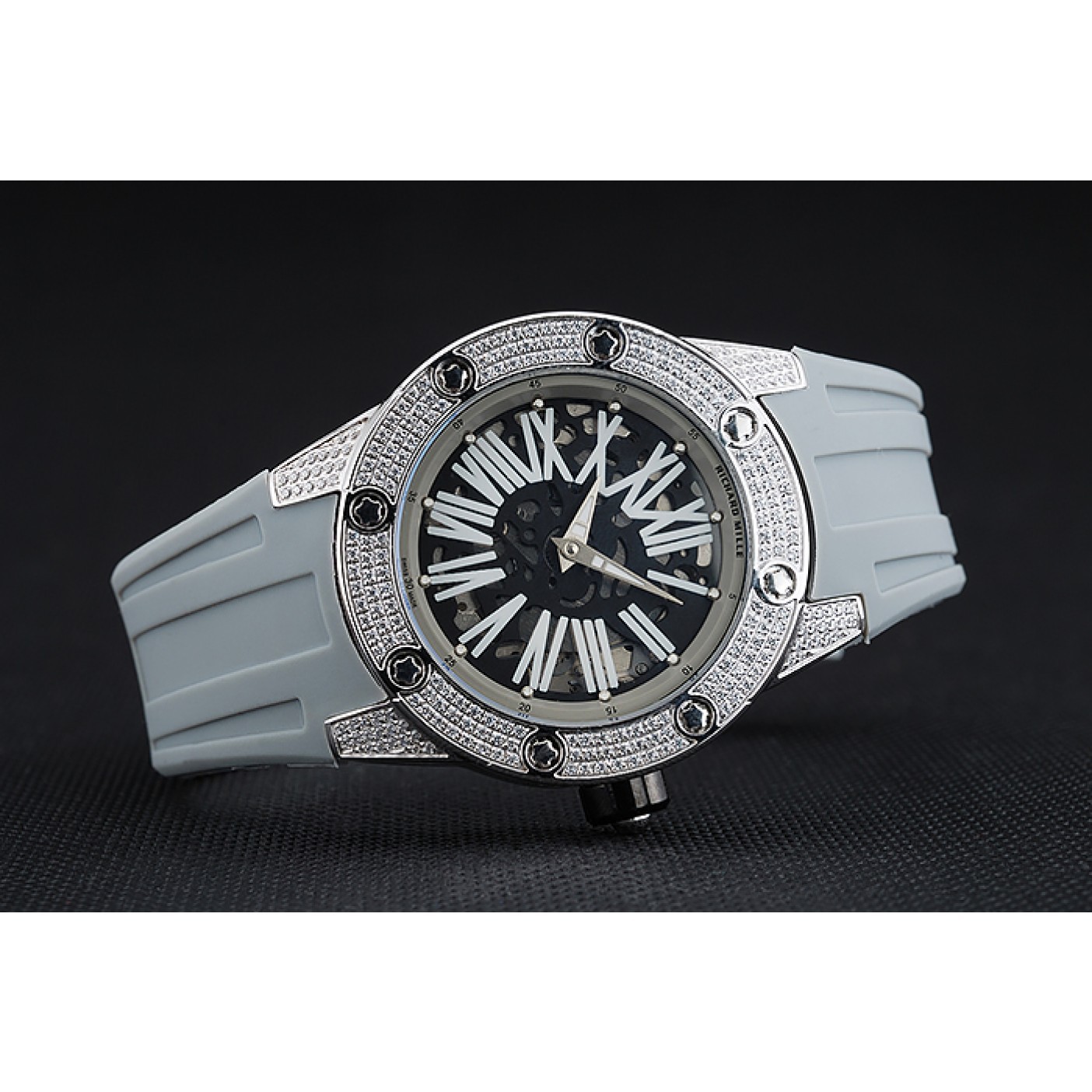 MiroTime Richard Mille RM 033 Extra Flat Automatic Diamond Case Grey Rubber Bracelet 1454194