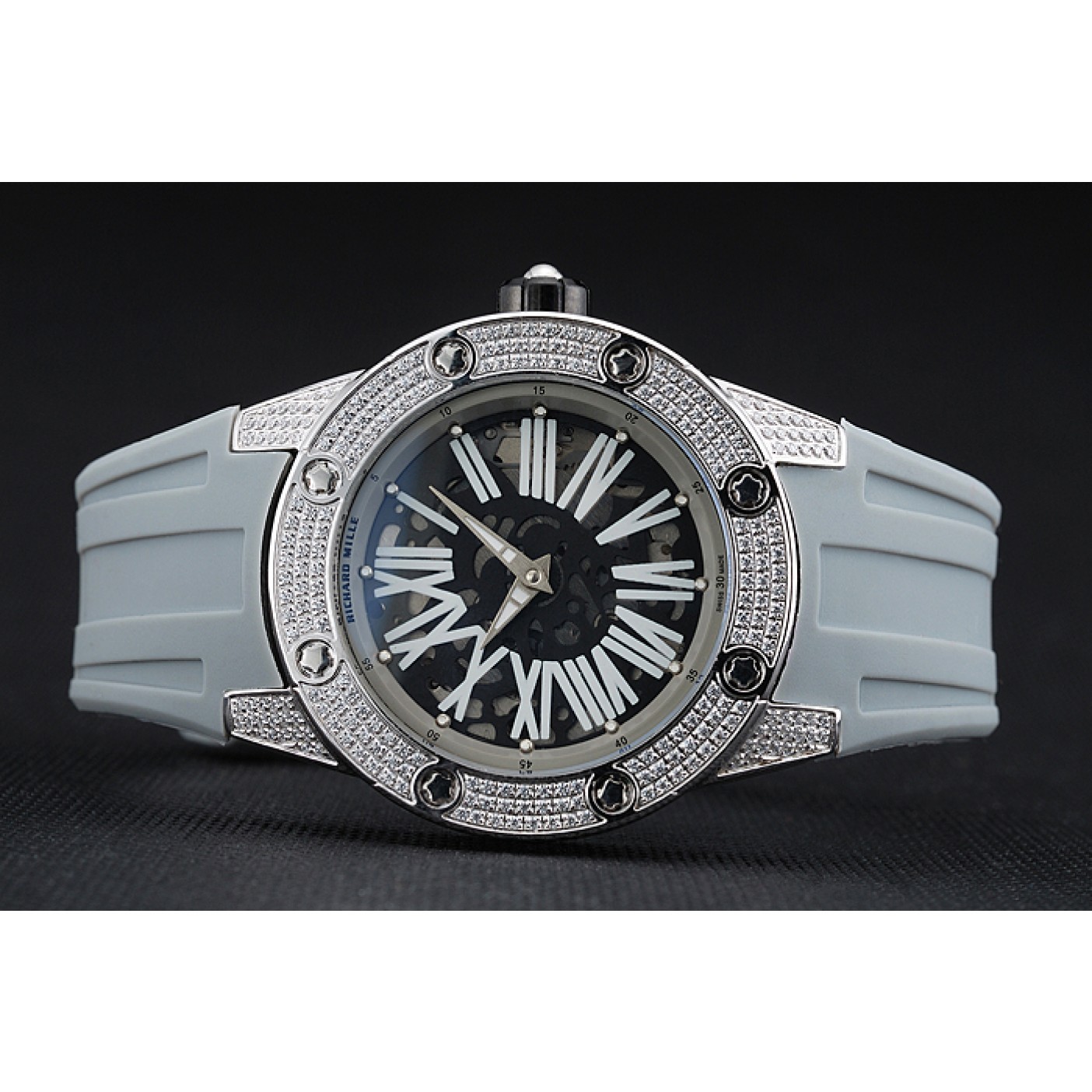 MiroTime Richard Mille RM 033 Extra Flat Automatic Diamond Case Grey Rubber Bracelet 1454194