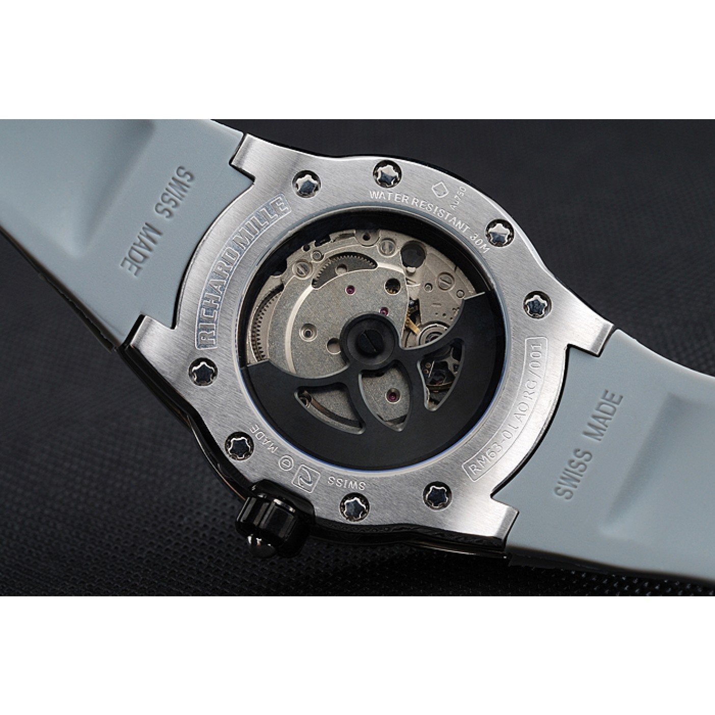 MiroTime Richard Mille RM 033 Extra Flat Automatic Diamond Case Grey Rubber Bracelet 1454194