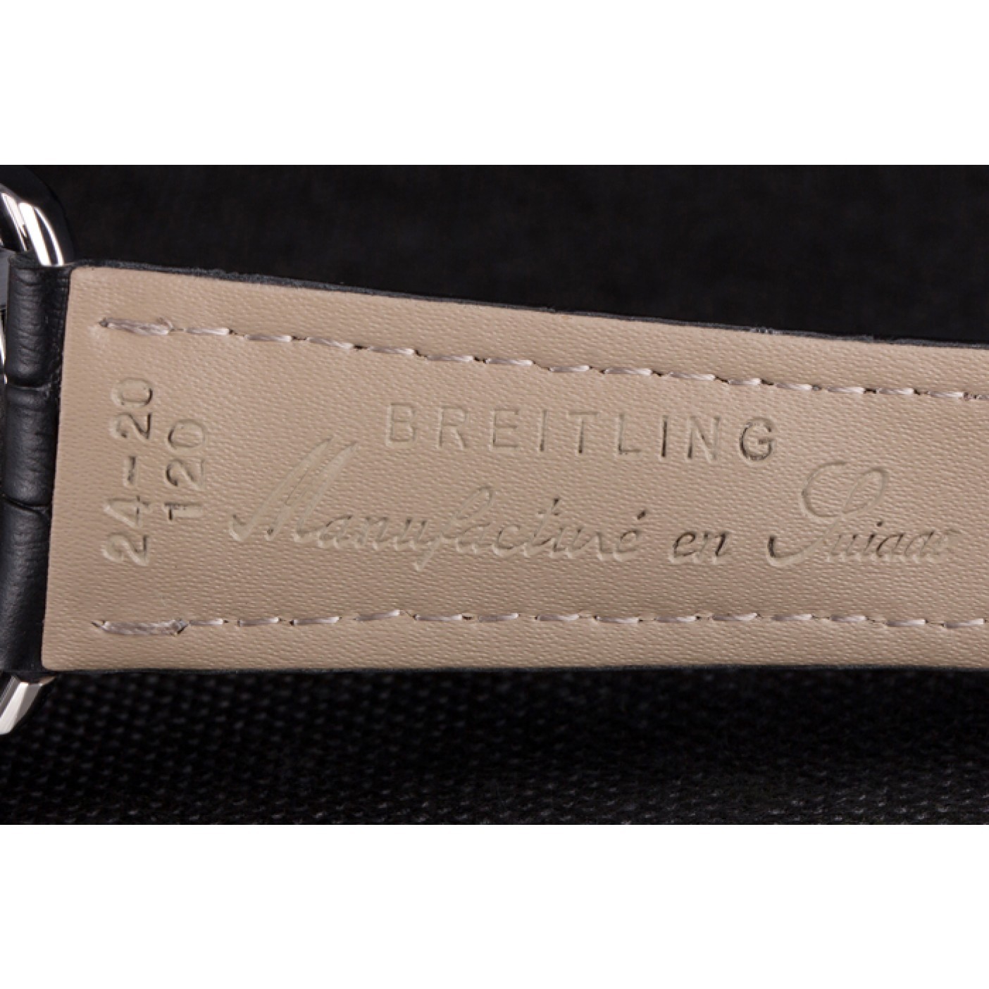 MiroTime Breitling Transocean White Dial Black Leather Strap Rose Gold Bezel 98205