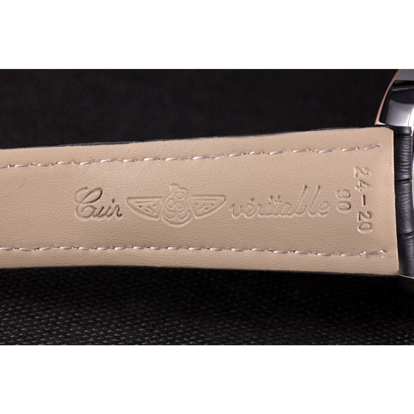 MiroTime Breitling Transocean White Dial Black Leather Strap Rose Gold Bezel 98205
