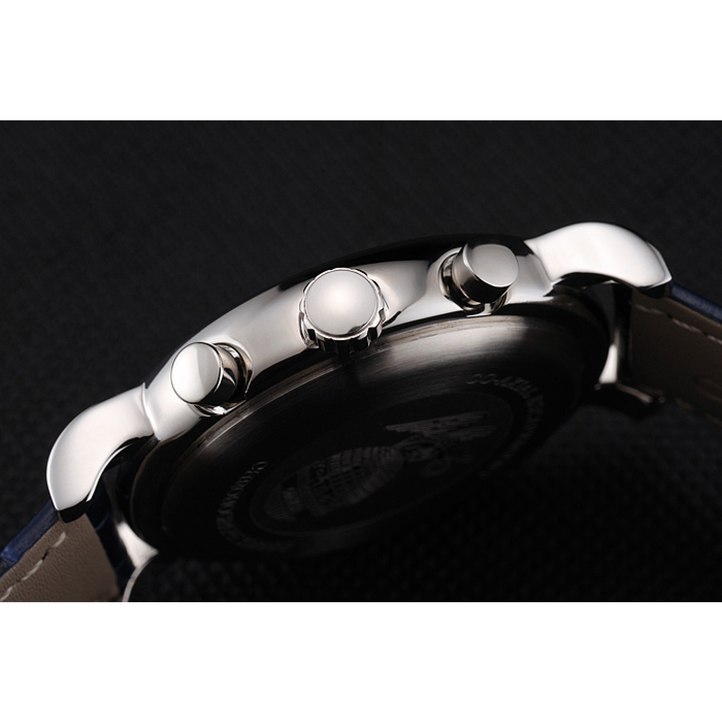 MiroTime Omega Seamaster Vintage Chronograph White Dial Blue Hour Marks Stainless Steel Case Blue Leather Strap