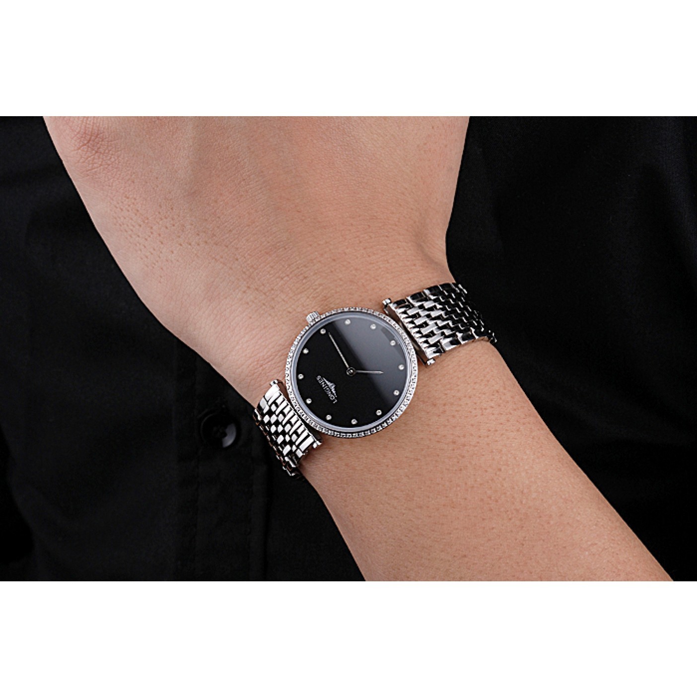 MiroTime Longines La Grande Classique Stainless Steel Black Dial Diamond Bezel Homme 622107
