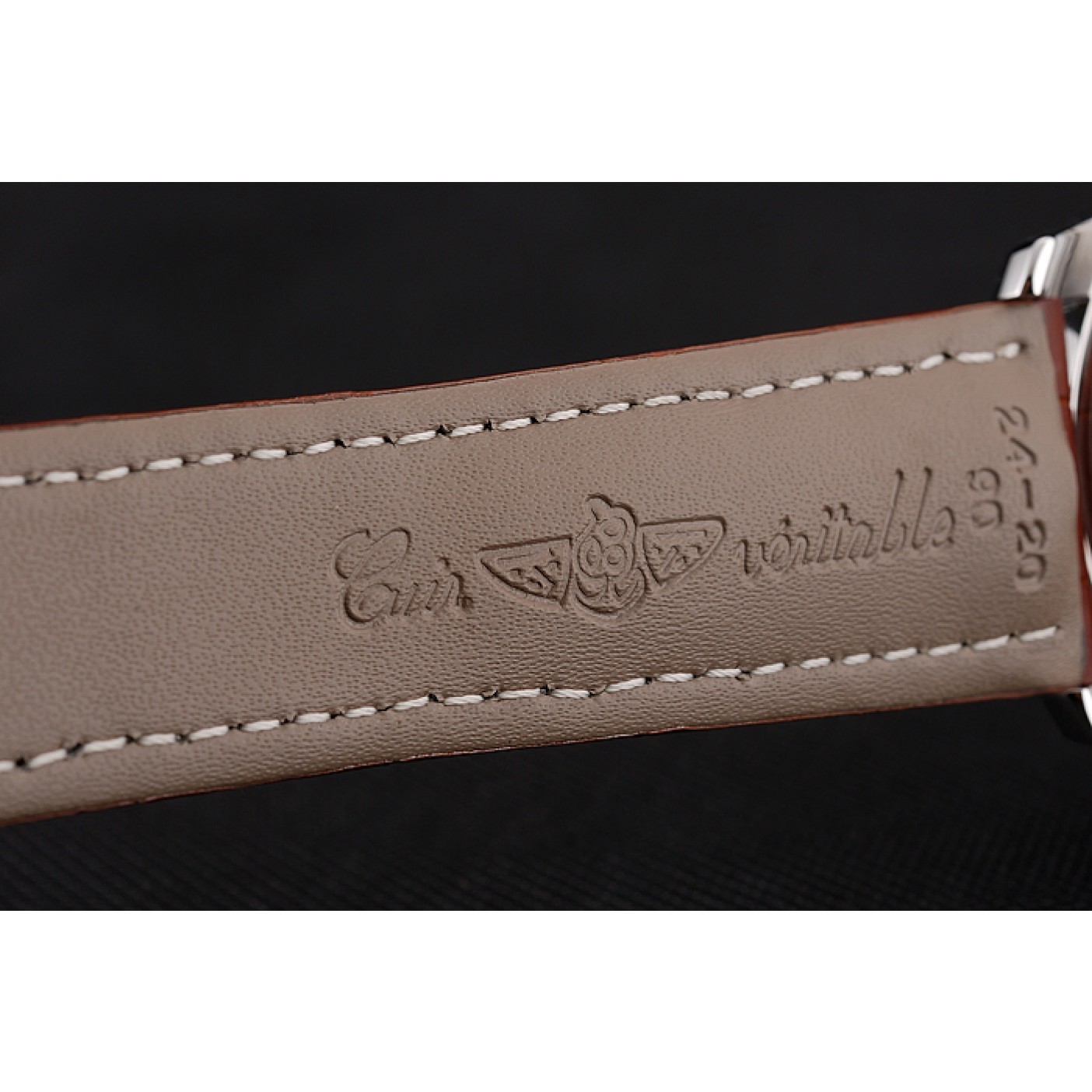 MiroTime Breitling Transocean Beige Dial Brown Leather Strap Polished Stainless Steel Bezel