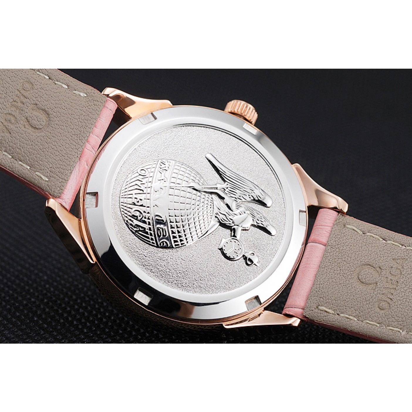 MiroTime Omega DeVille Prestige Pink Dial Gold Diamond Case Pink Leather Bracelet 1454126