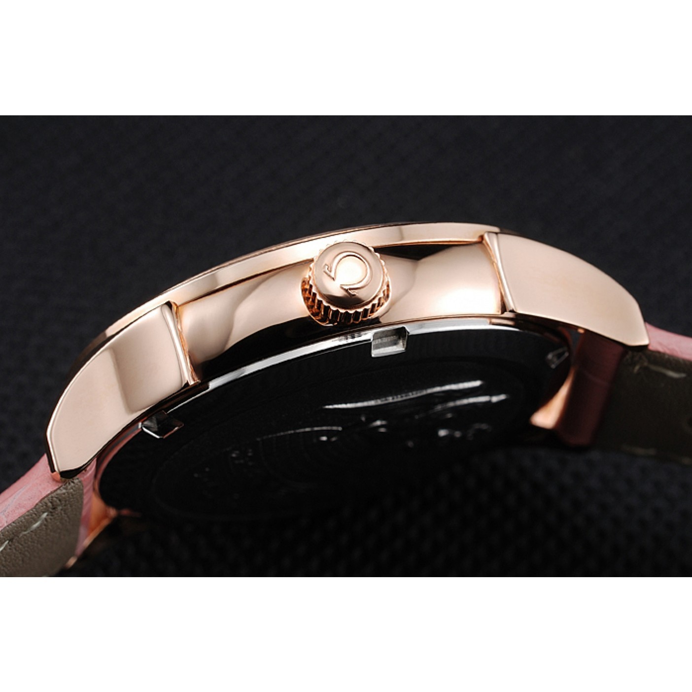 MiroTime Omega DeVille Prestige Pink Dial Gold Diamond Case Pink Leather Bracelet 1454126