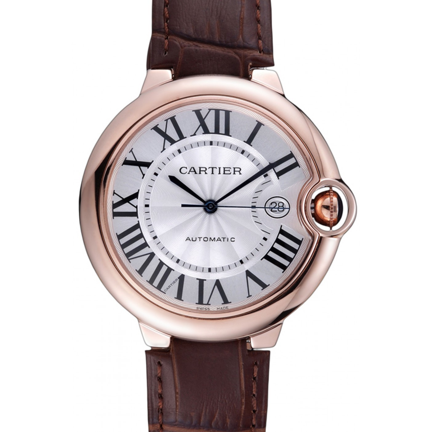 MiroTime Swiss Cartier Ballon Bleu Brown Leather Bracelet 622064