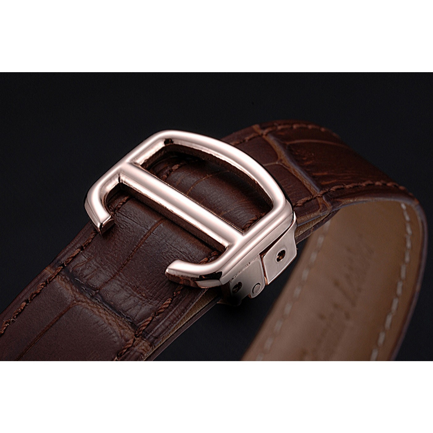 MiroTime Swiss Cartier Ballon Bleu Brown Leather Bracelet 622064