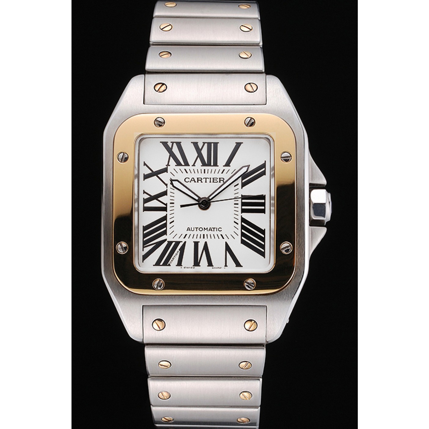 MiroTime Swiss Cartier Santos De Cartier Galbee Yellow Gold and Steel Case Steel Bracelet 622643