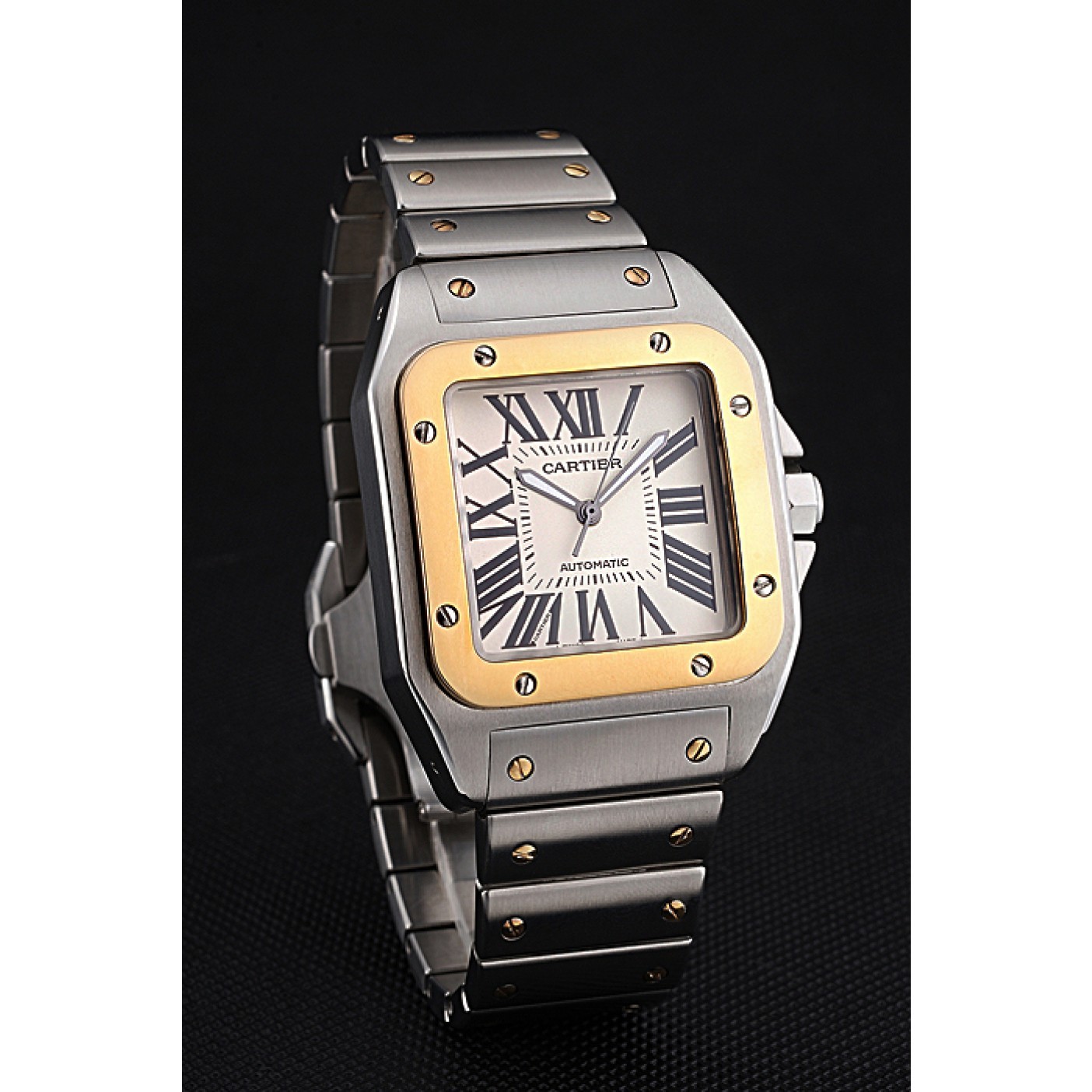 MiroTime Swiss Cartier Santos De Cartier Galbee Yellow Gold and Steel Case Steel Bracelet 622643