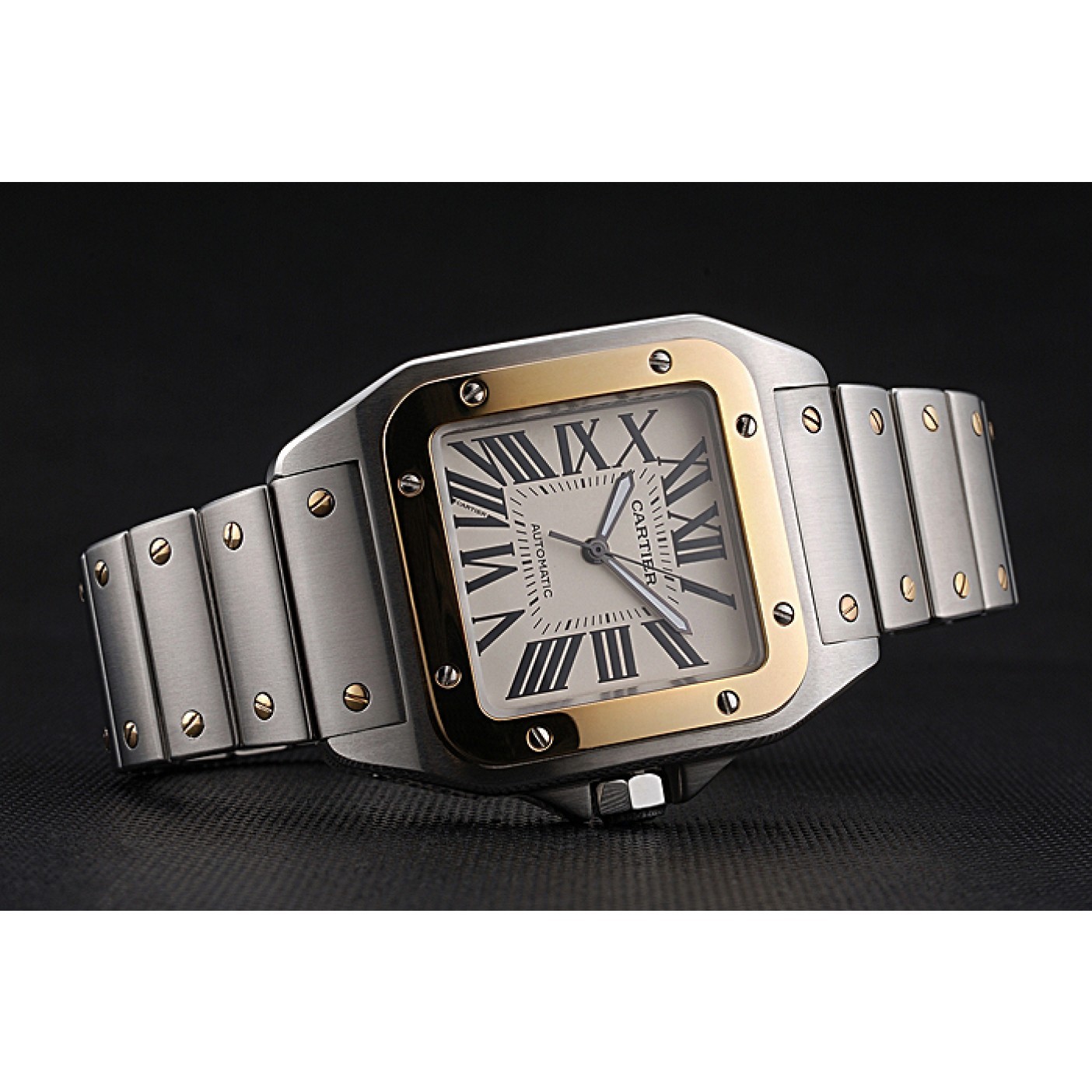 MiroTime Swiss Cartier Santos De Cartier Galbee Yellow Gold and Steel Case Steel Bracelet 622643