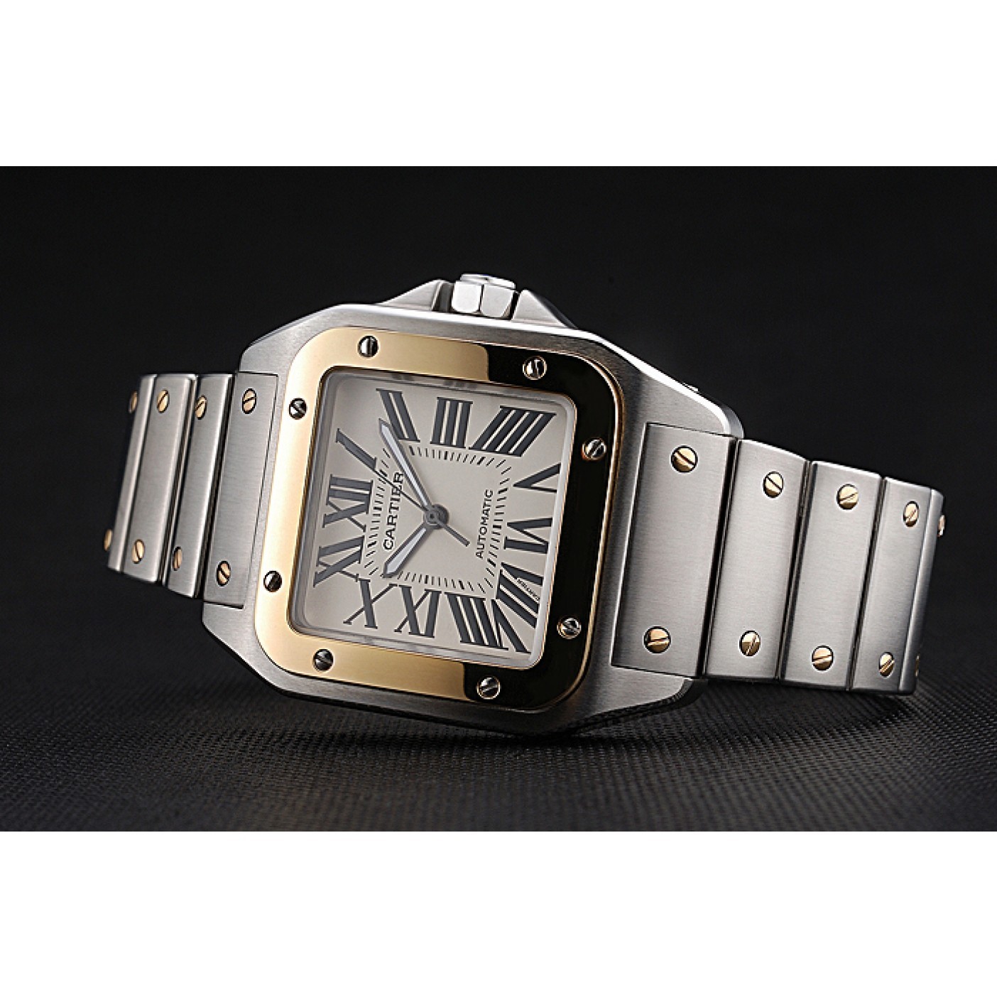 MiroTime Swiss Cartier Santos De Cartier Galbee Yellow Gold and Steel Case Steel Bracelet 622643