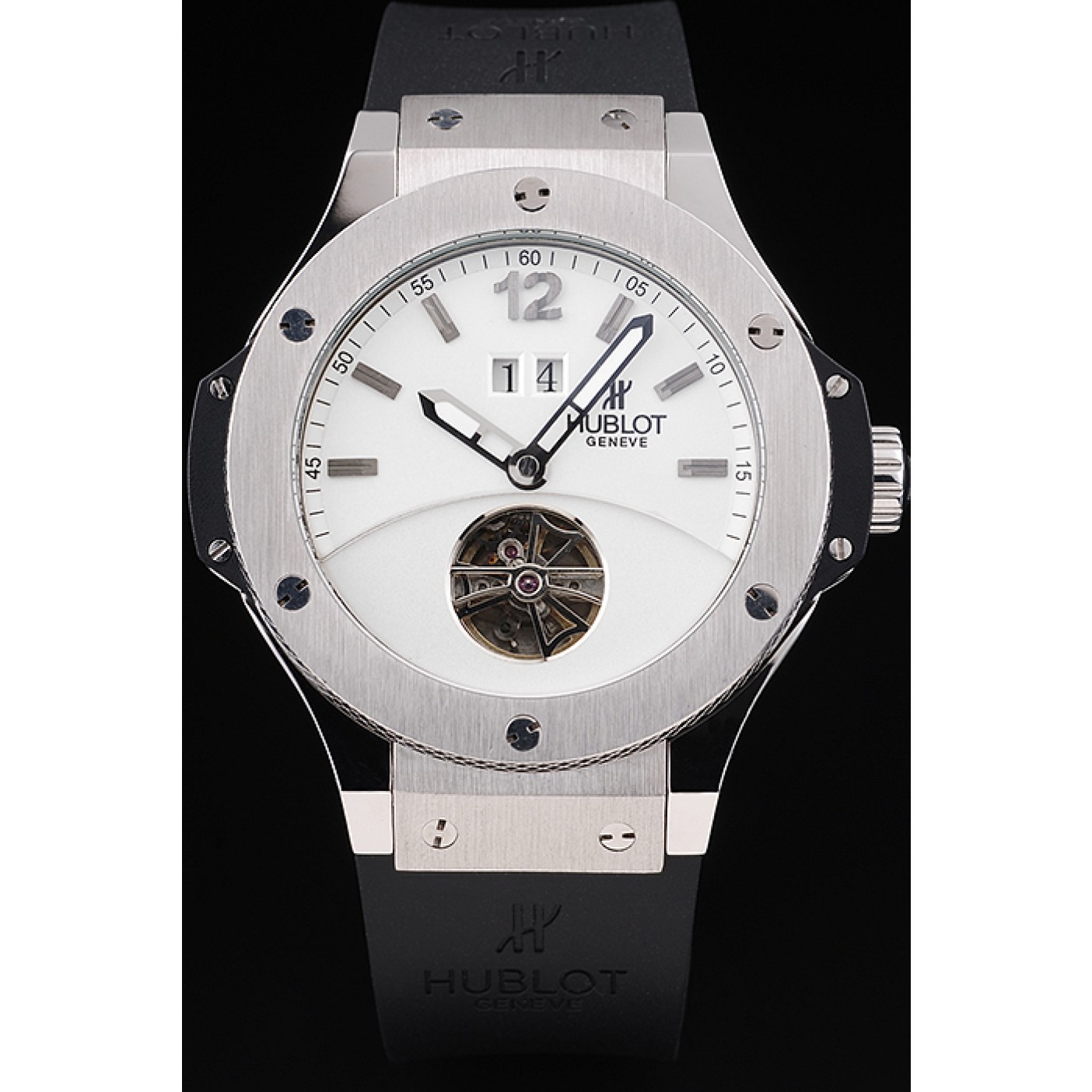 MiroTime Hublot Big Bang Limited Edition White Dial Tourbillon Black Rubber Dial 1454190