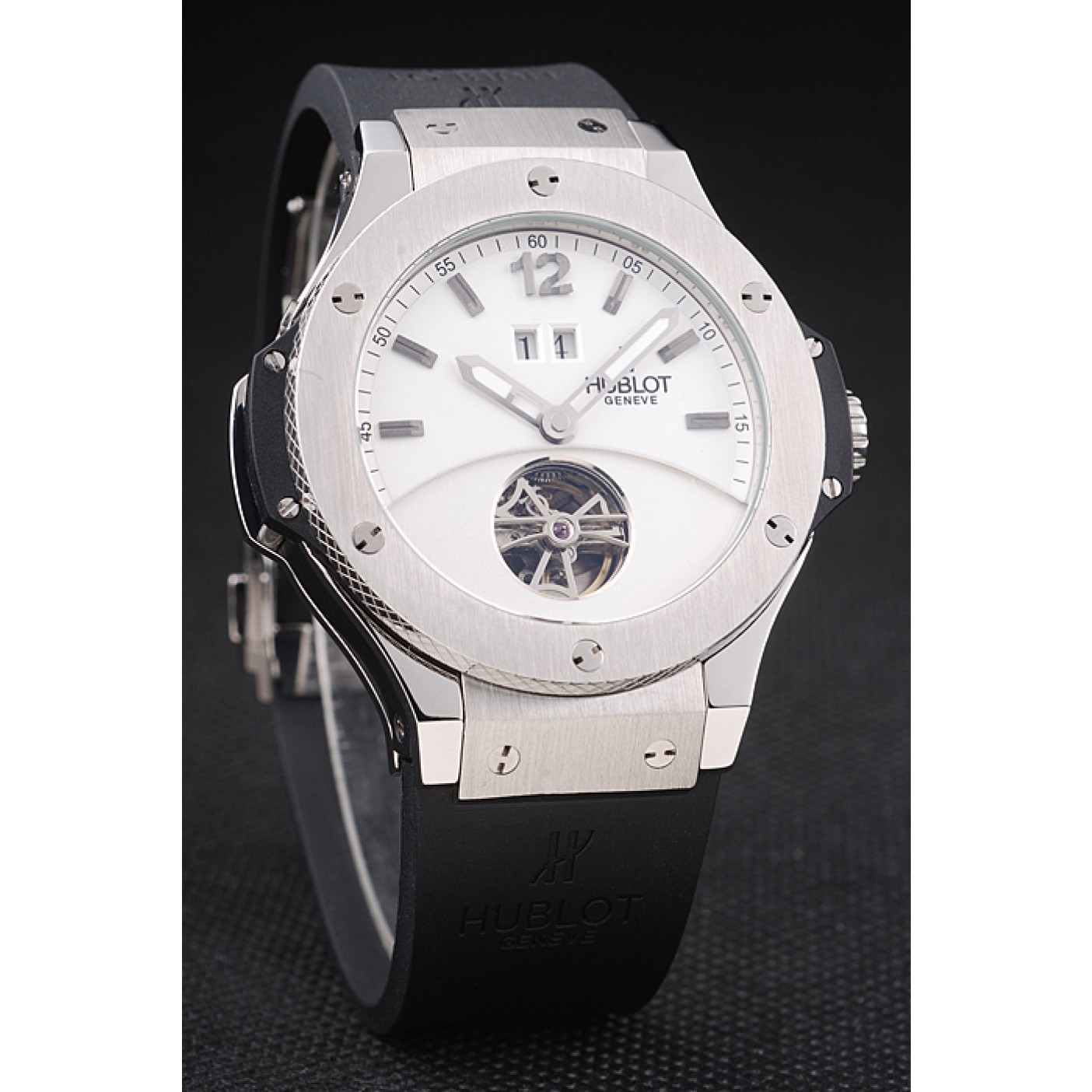 MiroTime Hublot Big Bang Limited Edition White Dial Tourbillon Black Rubber Dial 1454190