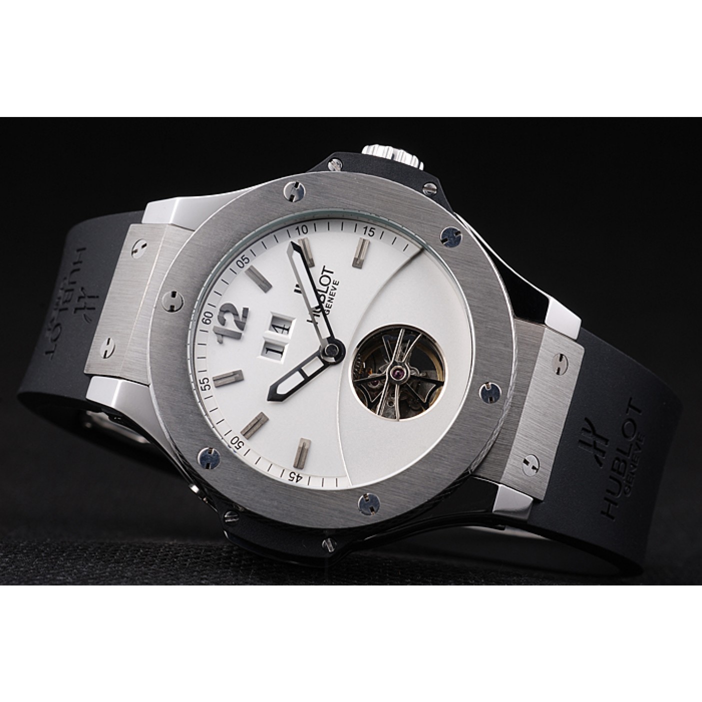 MiroTime Hublot Big Bang Limited Edition White Dial Tourbillon Black Rubber Dial 1454190