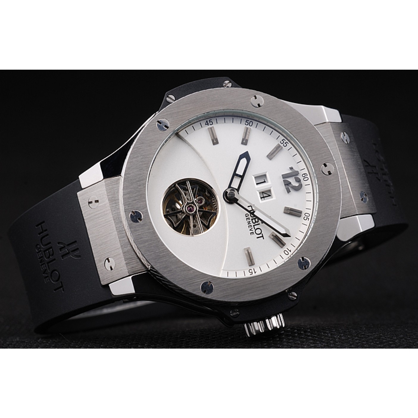 MiroTime Hublot Big Bang Limited Edition White Dial Tourbillon Black Rubber Dial 1454190