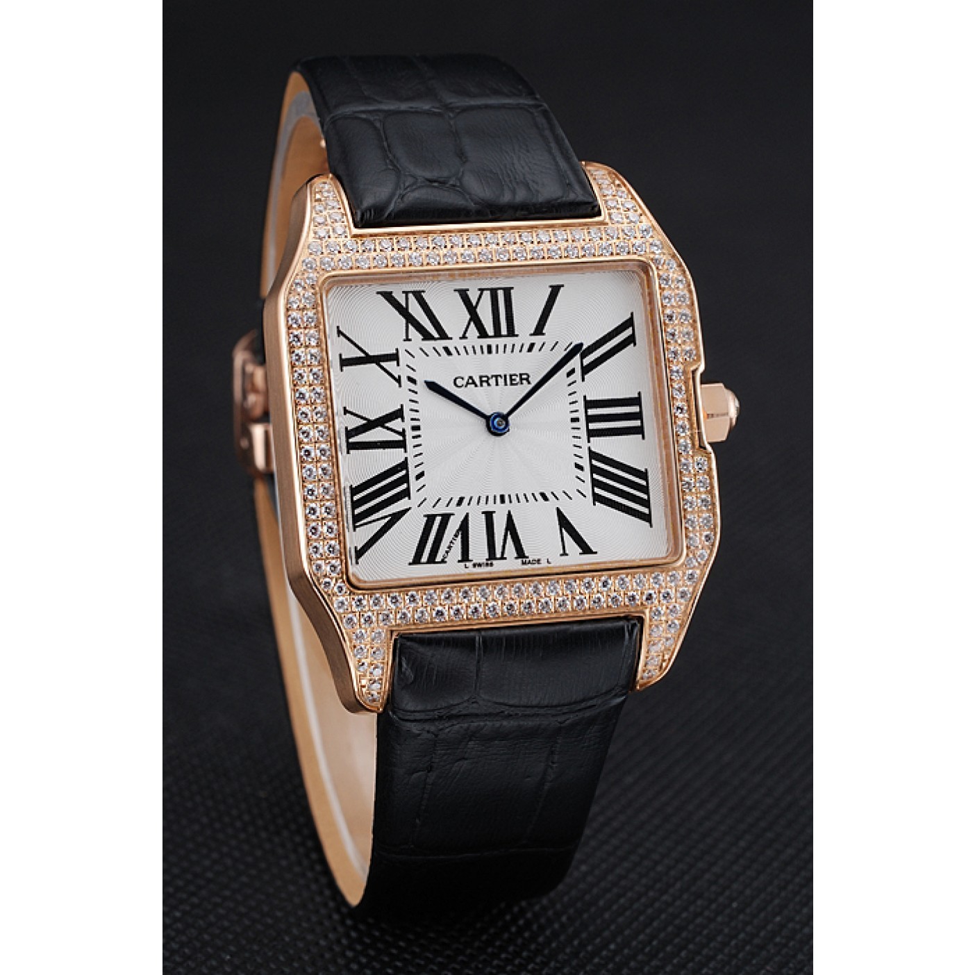 MiroTime Cartier Santos 100 Diamond Rose Gold Bezel 621925