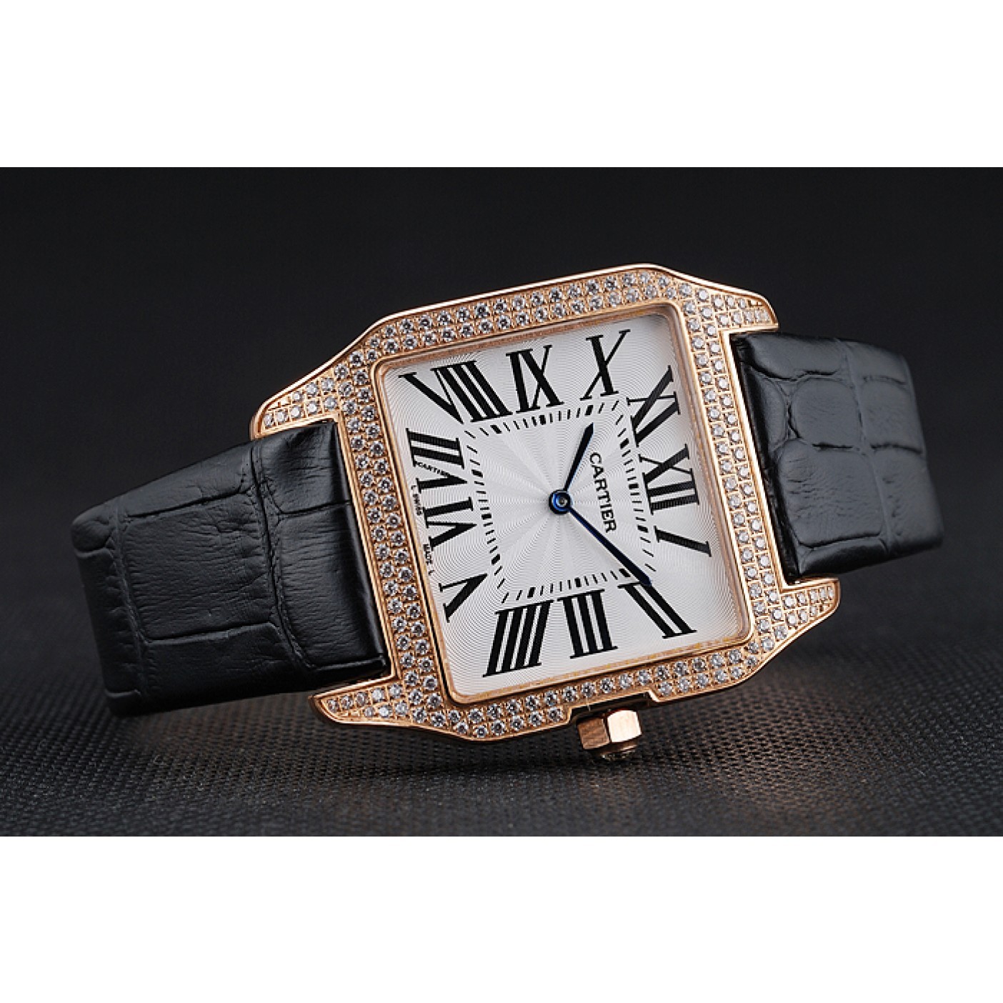 MiroTime Cartier Santos 100 Diamond Rose Gold Bezel 621925