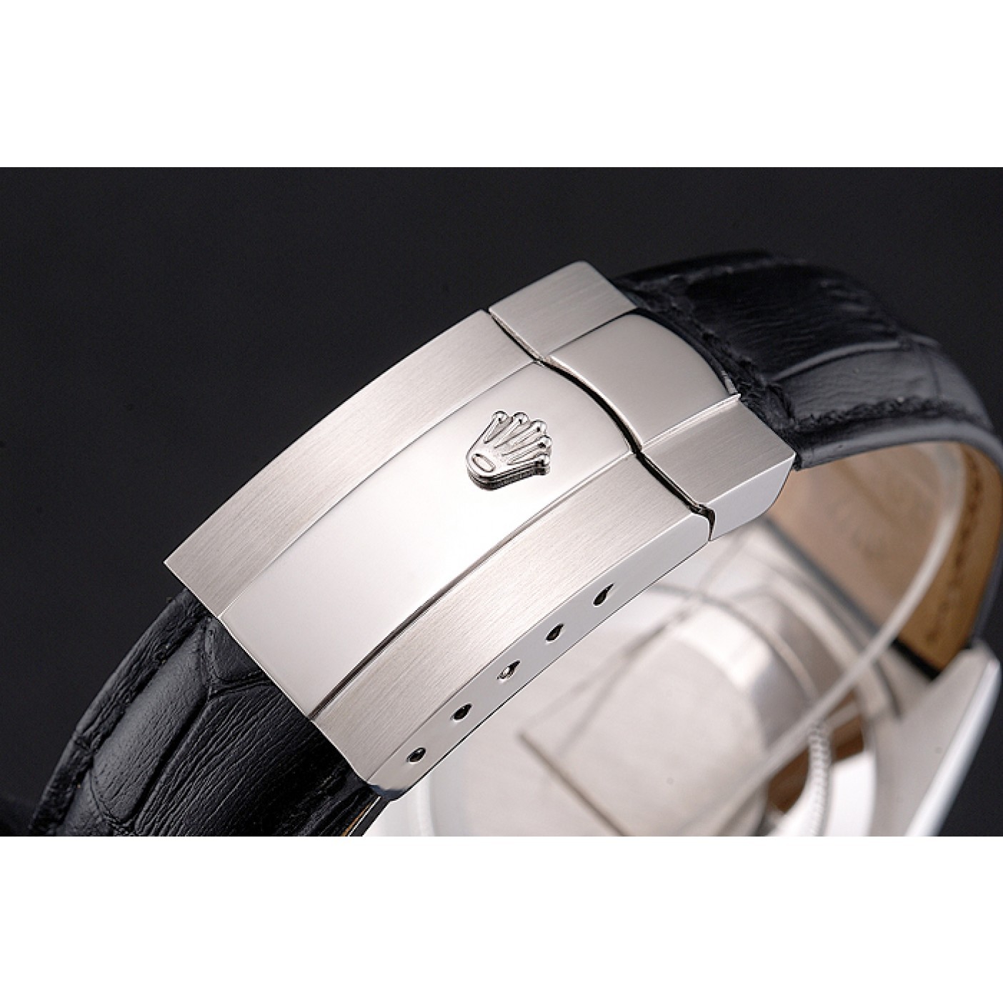 MiroTime Rolex Sky Dweller Black Dial Stainless Steel Case Black Leather Strap